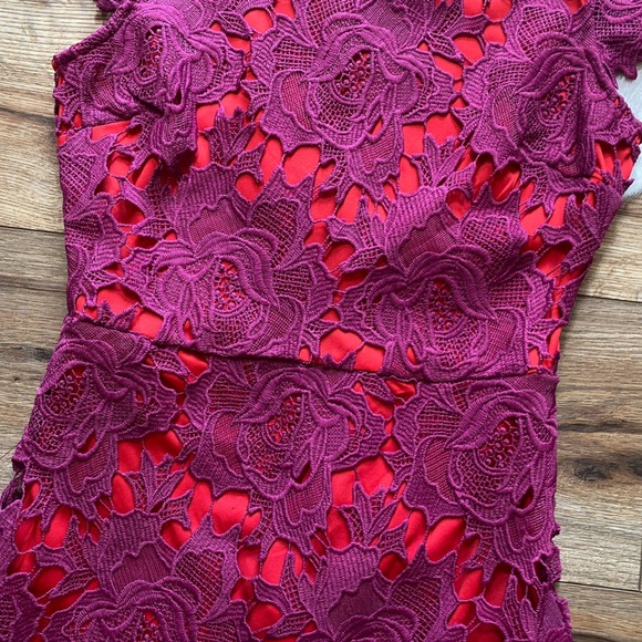 Just me Ruffle Sleeve floral Lace Sheath Dress - Picture 7 of 9